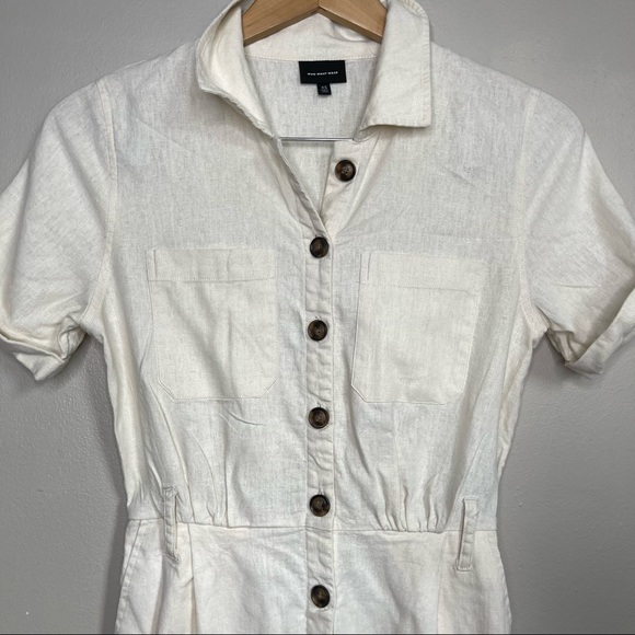 Who What Wear Beige Linen Jumpsuit Size XS - Picture 3 of 11
